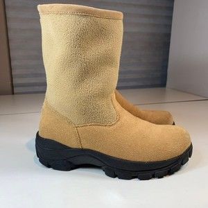 Lands' End Boots Women's US 5/ UK 3 Tan Suede/ Fleece Warm Winter zip booties